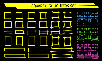 Yellow highlight marker square frame set vector