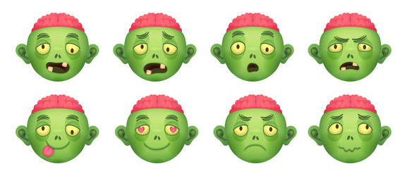 zombie emoji cartoon zombies avatars comic head vector