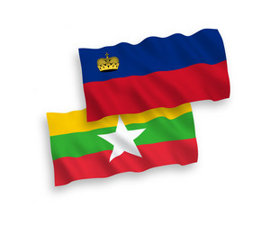 flags of liechtenstein and myanmar on a white vector