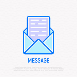 Opened envelope with message thin line icon vector