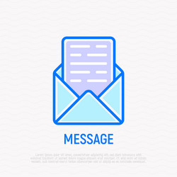 Opened envelope with message thin line icon vector