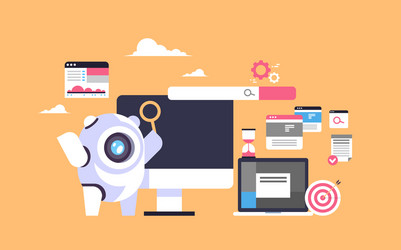 search bot seo engine optimization application vector image