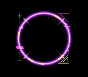 neon game round frame asset circular hud interface vector image