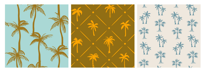 set of tropical palm tree patterns in three vector image