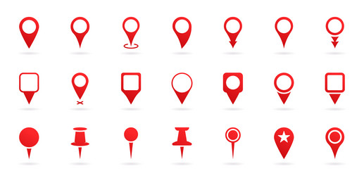 red location pins sign pointer navigation symbol vector