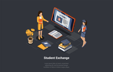 student exchange work and travel program girl vector