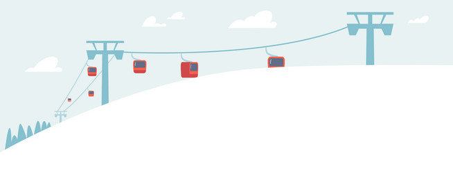 winter mountain resort landscape with funicular vector