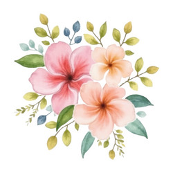 delicate watercolor floral arrangement with pink Vector Image