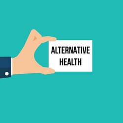 Man showing paper alternative health text vector