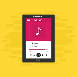 media player application app template with flat vector image
