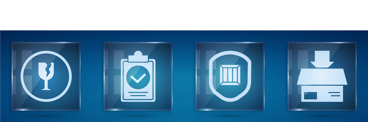 set fragile broken glass verification delivery vector image