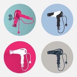 hair drier icon set blow hairdryer with two pin vector