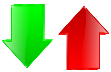 Red and Green Up Down Arrows Shiny Signs Vector Image