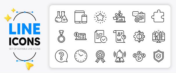 Brand clipboard and star line icons for web app vector