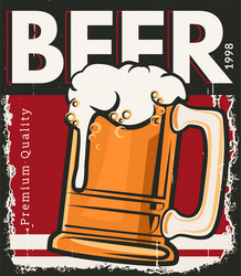 Beer bottle and opener retro poster design Vector Image