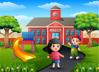 Cartoon two kids going to school Royalty Free Vector Image Cartoon two kids going to school Royalty Free Vector Image