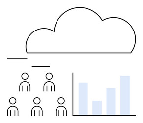 cloud computing data analysis with team vector image