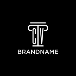 Cv monogram logo with pillar shape icon luxury Vector Image