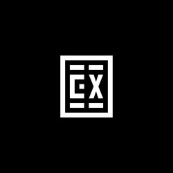 cx initial logo with square rectangular shape vector image