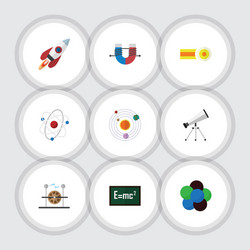 flat icon study set of spaceship attractive force vector image
