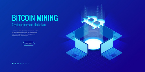 isometric bitcoin bit cryptocurrency mining farm vector