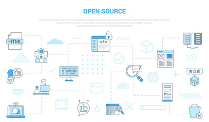 Open source concept with icon set template banner vector