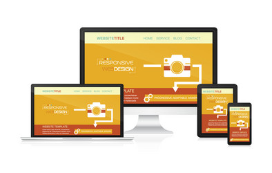 responsive web design - computer laptop tablet vector image