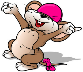 smiling mouse with open arms vector image