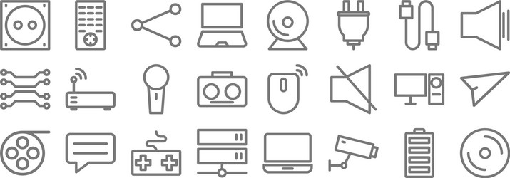 Technology line icons linear set quality vector