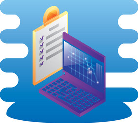 laptop computer with document checklist vector image