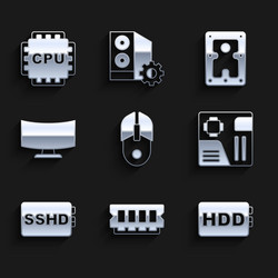set computer mouse ram random access memory vector image