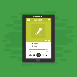 media player application app template with flat vector image