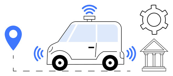 autonomous vehicle navigating with gps vector image