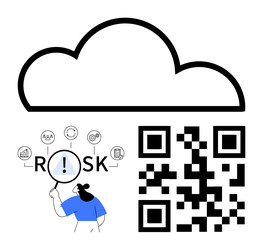 cloud computing risk analysis with qr code vector image