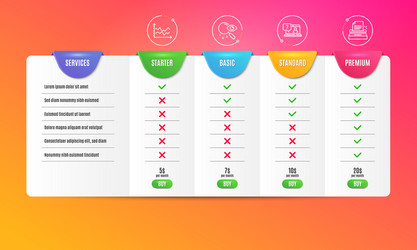 Diagram chart search and faq icons set vector