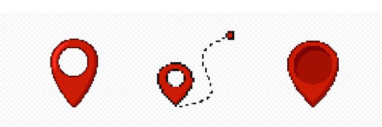 red pixel web map pointer set vector image