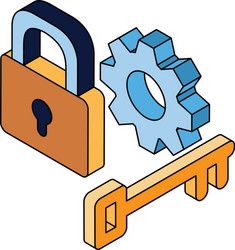 Security padlock with gearwheel on white Vector Image