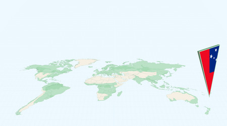 highlighted samoa on global map with 3d flag vector image