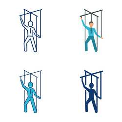 marionette icon set in flat and line style vector image