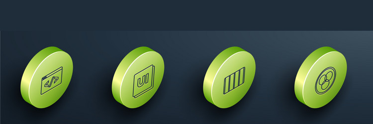 set isometric line front end development ui or ux vector image