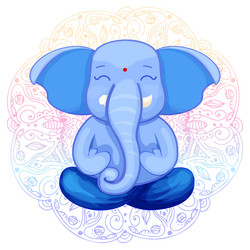 Ganesha god cute character lotus pose meditation vector