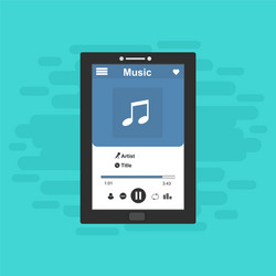 media player application app template with flat vector image