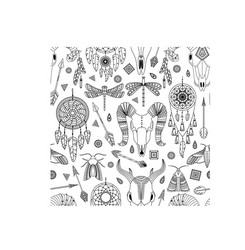 seamless pattern with boho bohemian background vector image