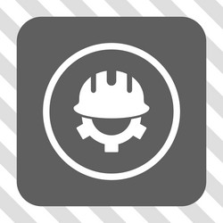 Development helmet rounded square button vector