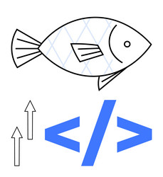fish drawing with arrows and coding chevrons vector image