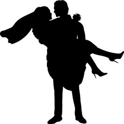 silhouette groom holds bride in his vector