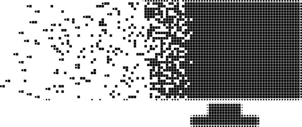 computer display disintegrating pixel icon vector image