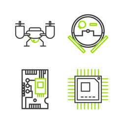 set line processor with microcircuits cpu vector image