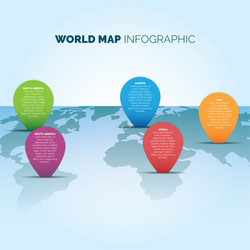World Map with Pointer Icons vector image