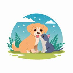 adorable dog and cat embrace in a whimsical scene Vector Image